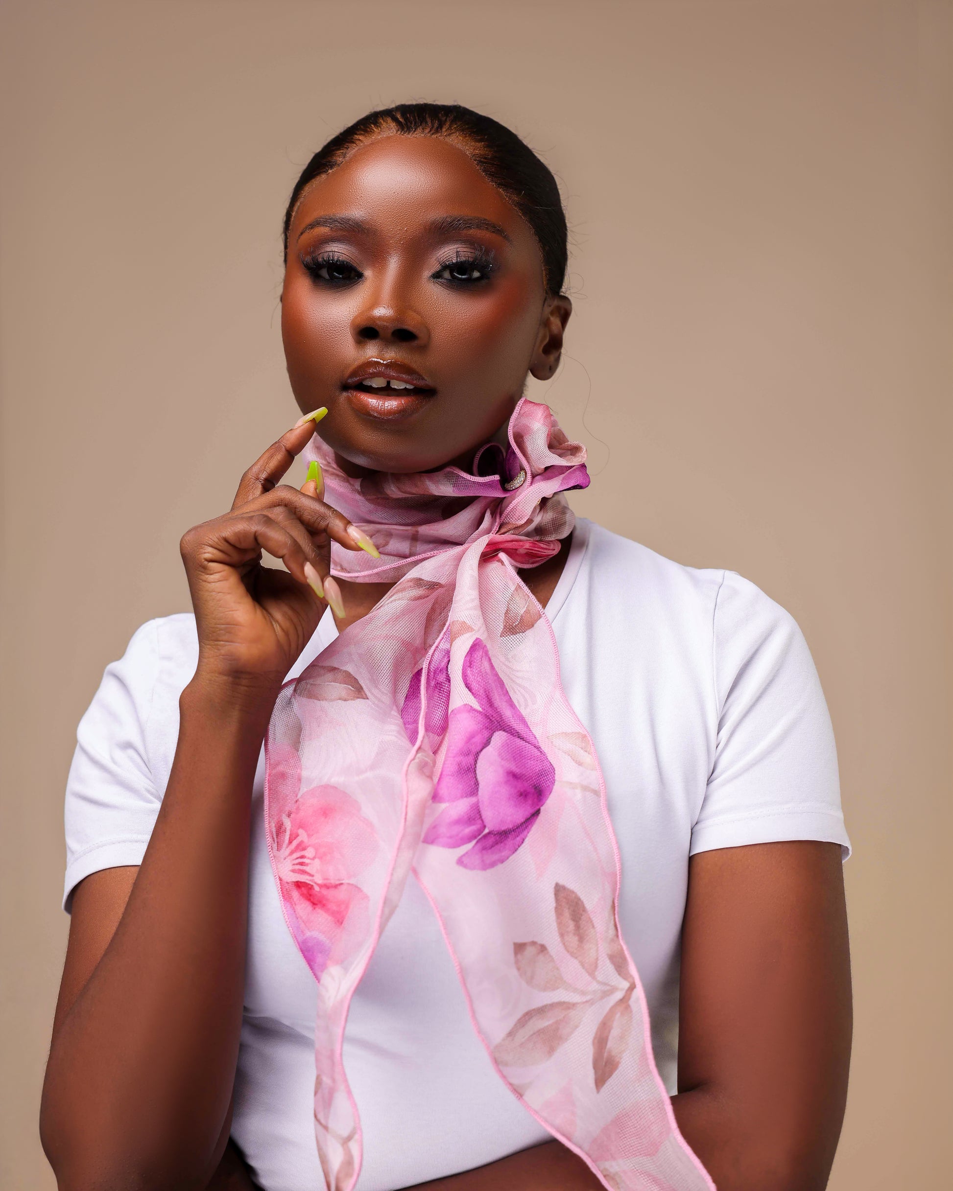 Hibiscus Neckerchief Scarf, 100% Soft Silk Organza – LUXTLEY